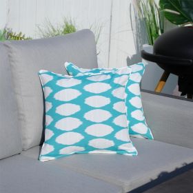 16.54" x 16.54" Set of 2 Teal and White Polka Dot Throw Pillows