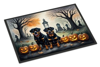 NEW Rottweiler Spooky Halloween Doormat Front Door Mat Indoor Outdoor Rugs for Entryway, Non Slip Washable Low Pile, 18H X 27W