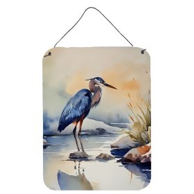 NEW Blue Heron Wall or Door Hanging Prints Aluminum Metal Sign Kitchen Wall Bar Bathroom Plaque Home Decor Front Door Plaque, 12x16, Multicolor