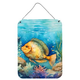 NEW Flounder Wall or Door Hanging Prints Aluminum Metal Sign Kitchen Wall Bar Bathroom Plaque Home Decor Front Door Plaque, 12x16, Multicolor