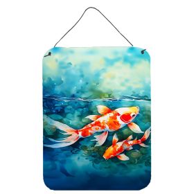 NEW Koi Fish Wall or Door Hanging Prints Aluminum Metal Sign Kitchen Wall Bar Bathroom Plaque Home Decor Front Door Plaque, 12x16, Multicolor