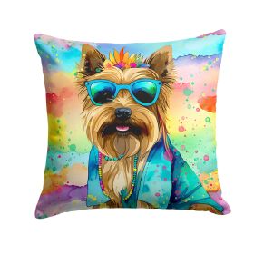 Cairn Terrier Hippie Dawg Throw Pillow Machine Washable, Indoor Outdoor Decorative Pillow for Couch, Bed or Patio, 14Hx14W