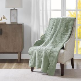 Oversized Quilted Throw with Scalloped Edges Seafoam 60x72"