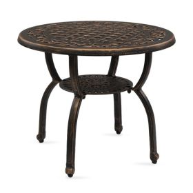 23.6 Inch Grid Lace Courtyard Cast Aluminum Table, Antique Bronze Color (Option: Antique Bronze)