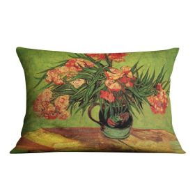 Still Life Vase with Oleanders and Books by Van Gogh Cushion (Insert: With Insert, size: 14" X 14")