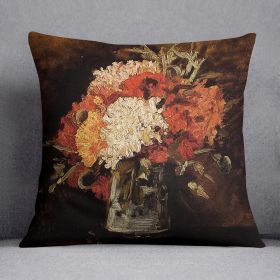 Vase with Carnations by Van Gogh Cushion (Insert: With Insert, size: 20" X 20")