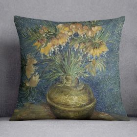 Van Gogh Fritillaries in a Copper Vase Cushion (Insert: With Insert, size: 20" X 20")