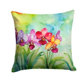 Orchids in Watercolor Throw Pillow Machine Washable, Indoor Outdoor Decorative Pillow for Couch, Bed or Patio, 18Hx18W (Default: Default)