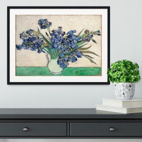 Irises in a vase Framed Print (Color: Black/With White Edging, size: 18" x 12" / 48cm x 30cm (approx))